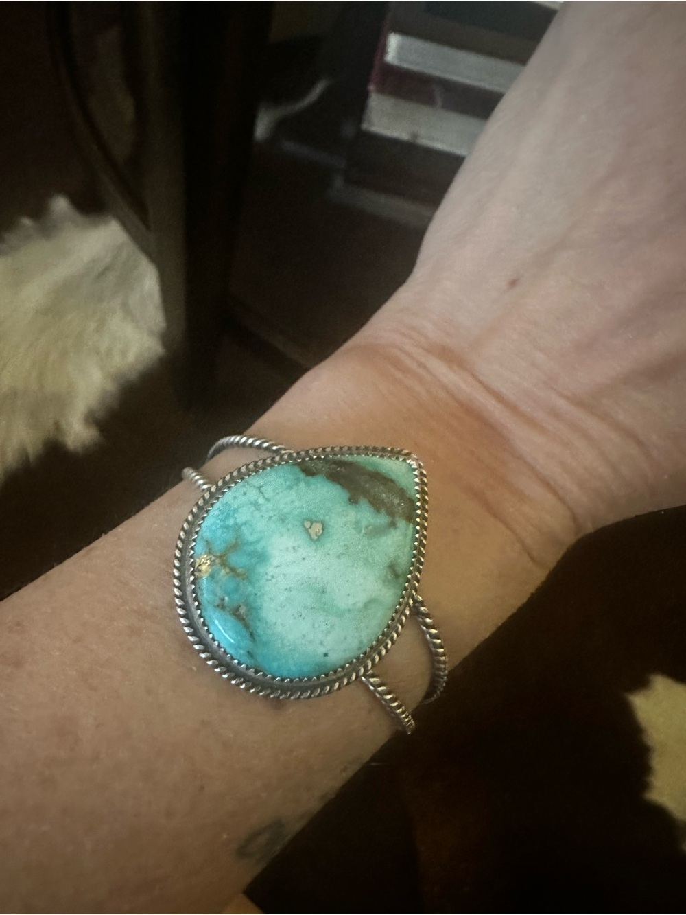 Patagonia Turquoise Teardrop Silver Cuff Bracelet -